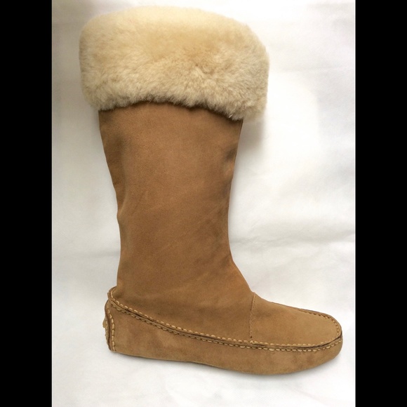 Dexter Tan Camel Shearling Sheepskin Boots Brown Suede Leather Winter Snow Boots - Picture 10 of 13
